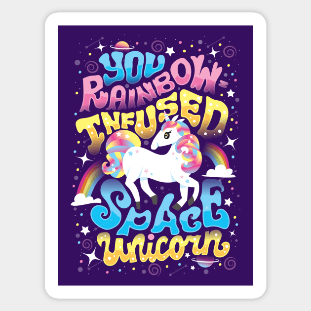 Rainbow-infused Space Unicorn Sticker by risarodil